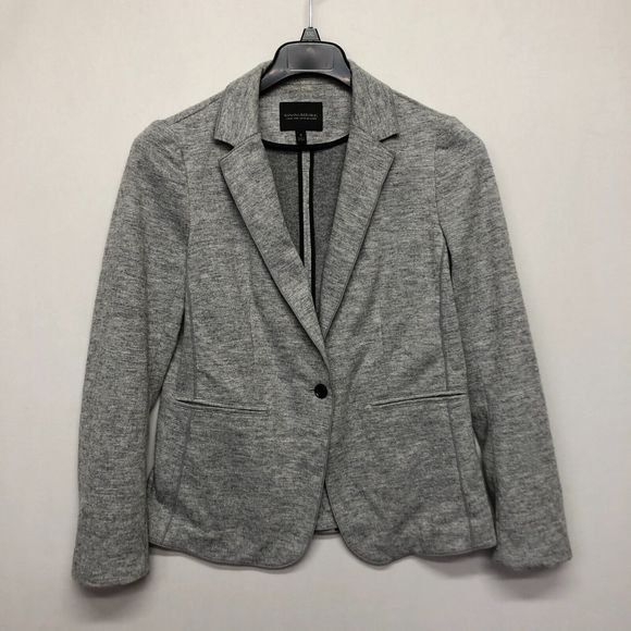 Banana Republic Women Long and Lean Knit Blazer Jacket Size 8 Gray M127 -12 - Picture 1 of 15